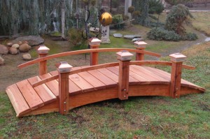 buy Short Post Bridges - Hand Made Natural 100% Redwood Bridges For Gardens, Paths, & Ponds